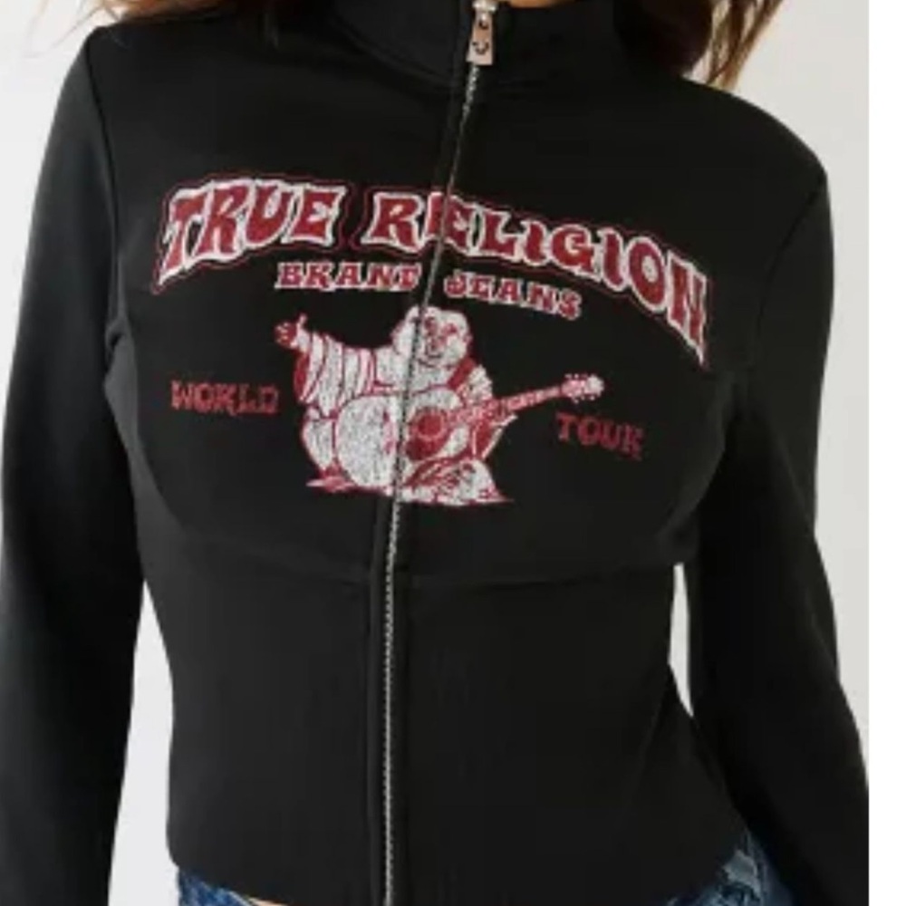 True Religion Black Jacket with Graphic Design